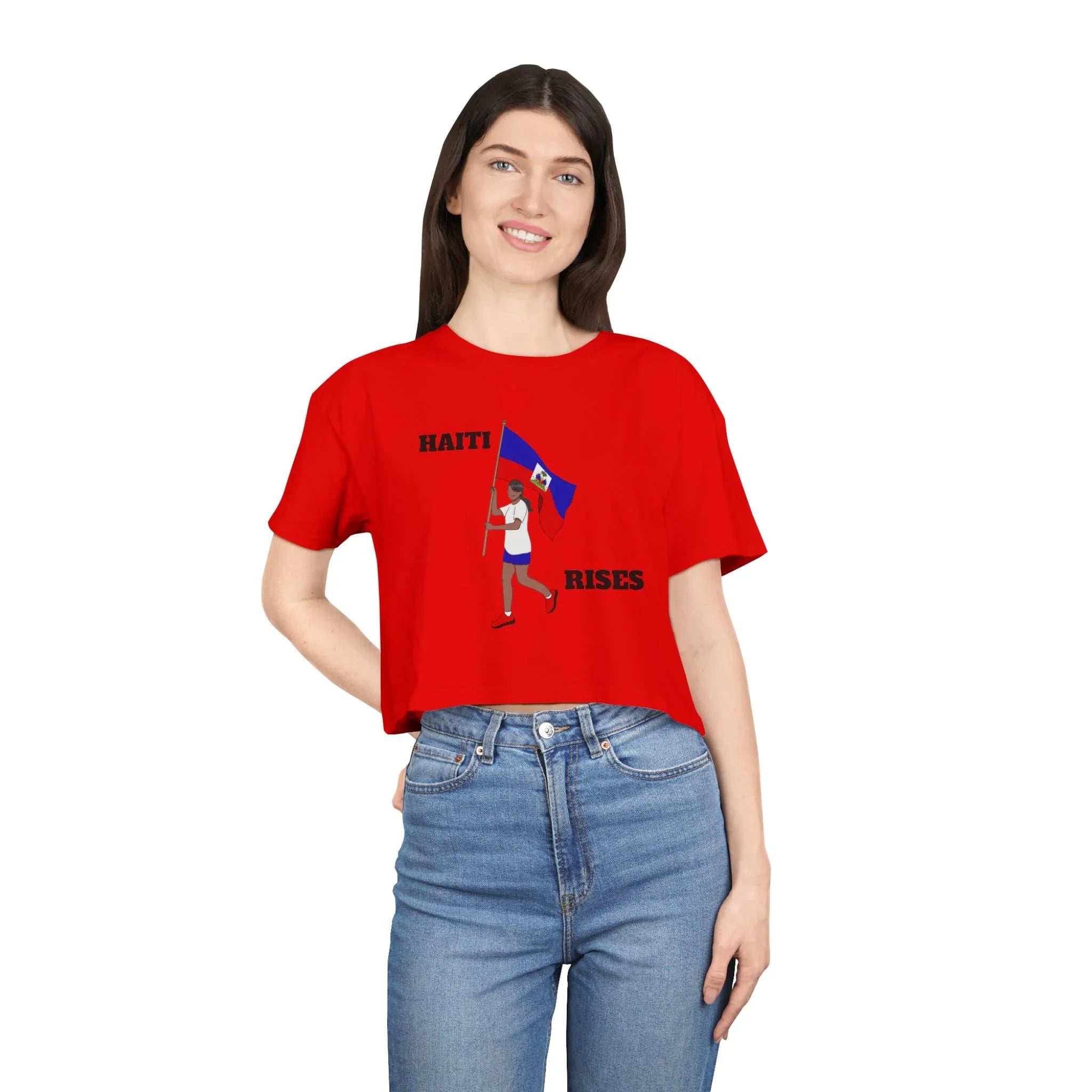 Haiti Flag Walk Women's Crop Tee — Patriotic Haitian Pride Top